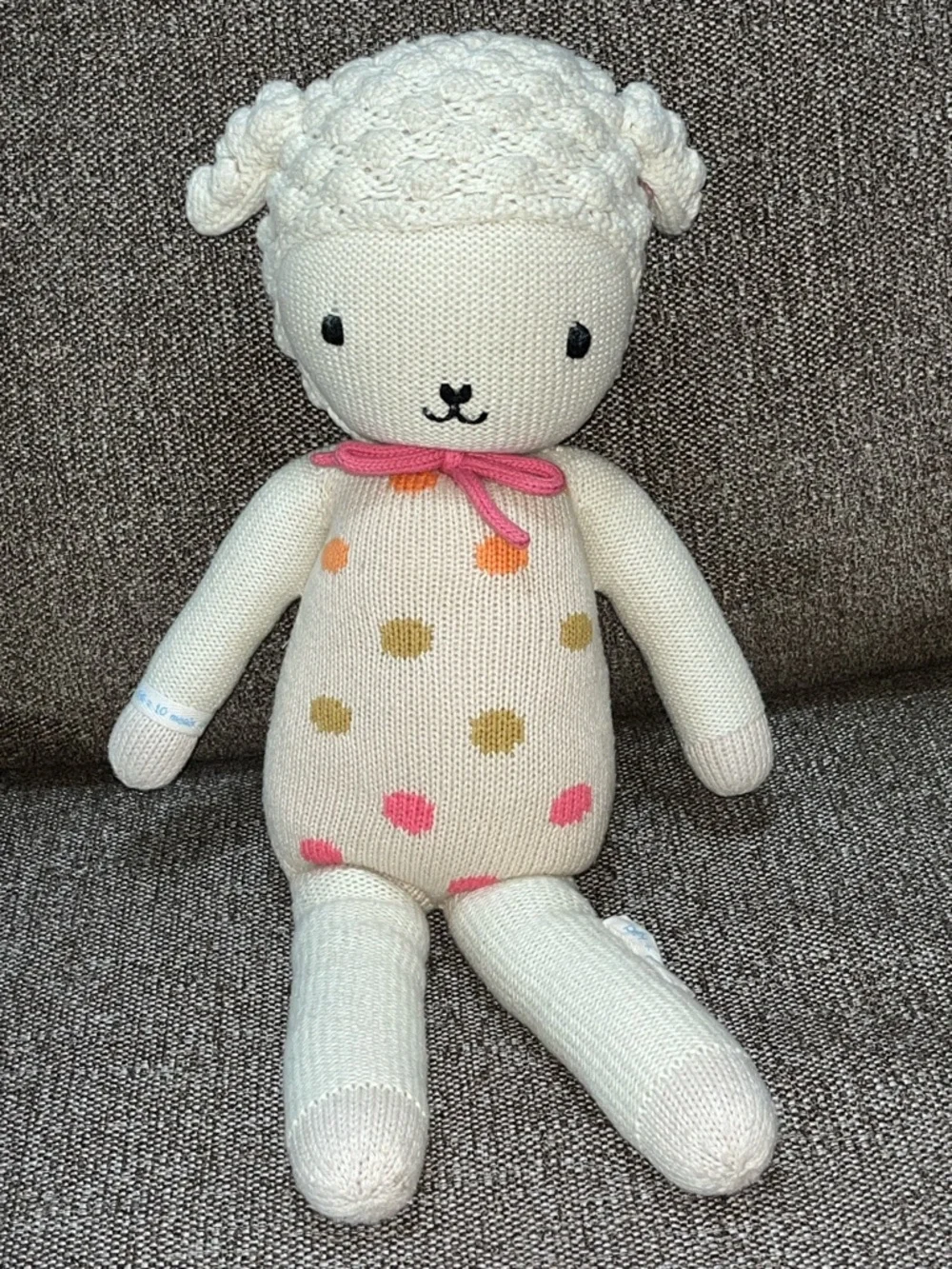 Cuddle + Kind LUCY THE LAMB stuffed doll polka dot dress 19” - Picture 1 of 9